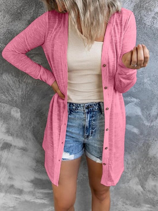Sweaters - Voidism Lightweight Button-Down Cardigan Fuscia Pink